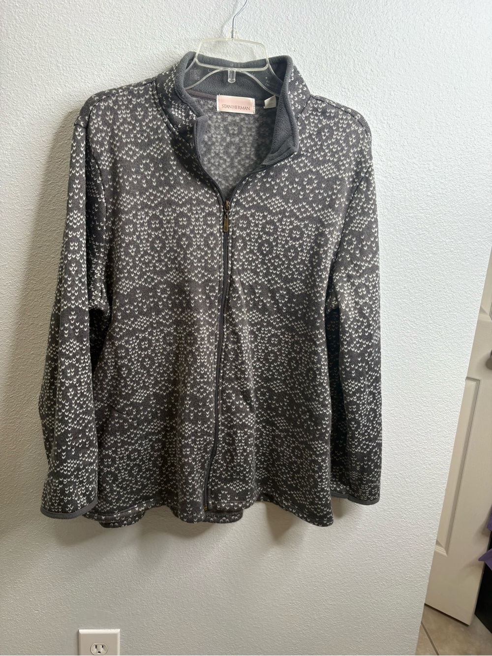 Stan Herman XL Zip Front Sweater